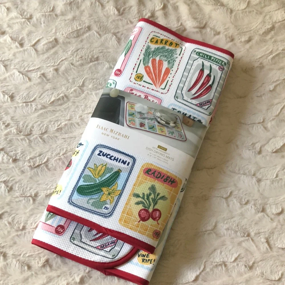 Isaac Mizrahi Kitchen Vegetable Print Drying Mats